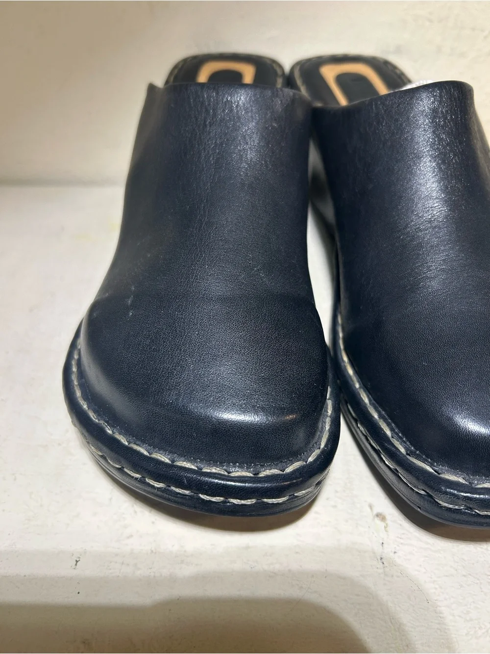 Born Black Leather Wedge Mule